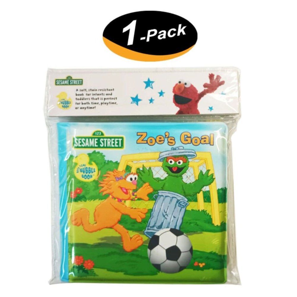 (1 Pack) Sesame Street Zoe's Goal Sports Bubble Book - Great For Bath Time - New